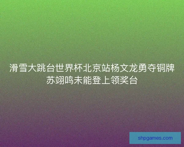 滑雪大跳台世界杯北京站杨文龙勇夺铜牌苏翊鸣未能登上领奖台