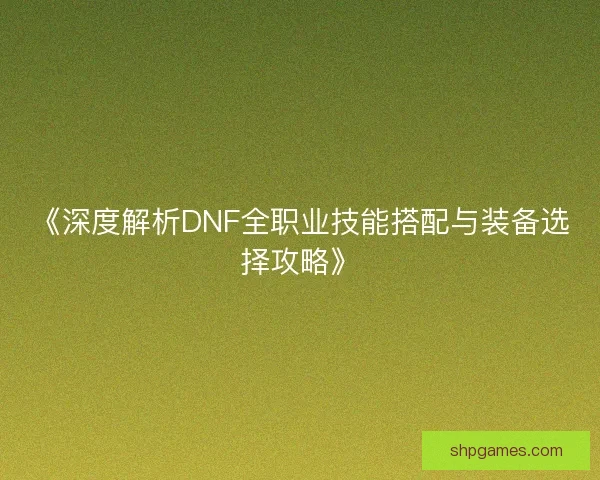 《深度解析DNF全职业技能搭配与装备选择攻略》