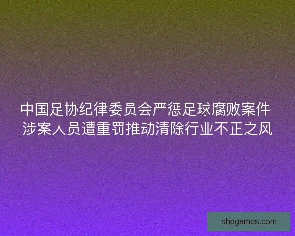 中国足协纪律委员会严惩足球腐败案件 涉案人员遭重罚推动清除行业不正之风