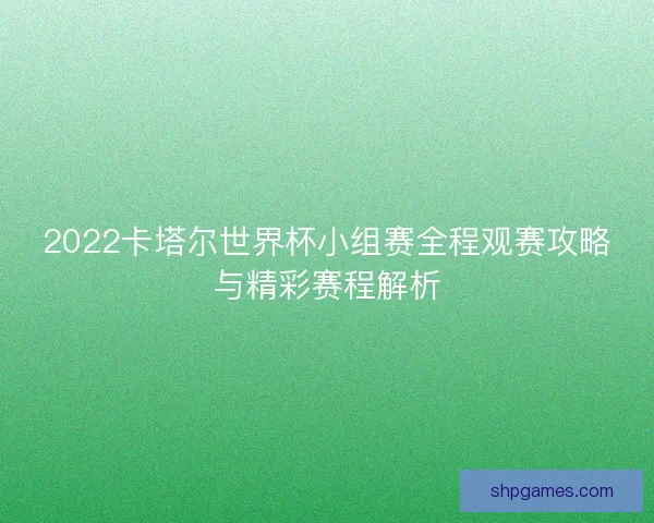2022卡塔尔世界杯小组赛全程观赛攻略与精彩赛程解析